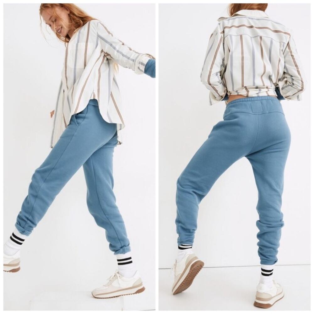 Madewell MWL Better Terry Joggers XS Distant Ocean Blue Sweatpants Lounge Casual